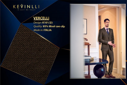 K101/23 Vercelli CVM - Vải Suit 95% Wool - Nâu Đen Trơn